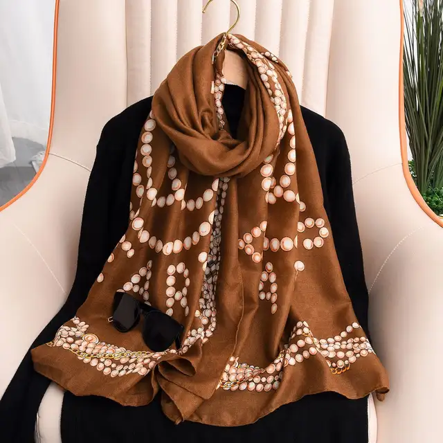 Brown Pearl Cotton Scarf