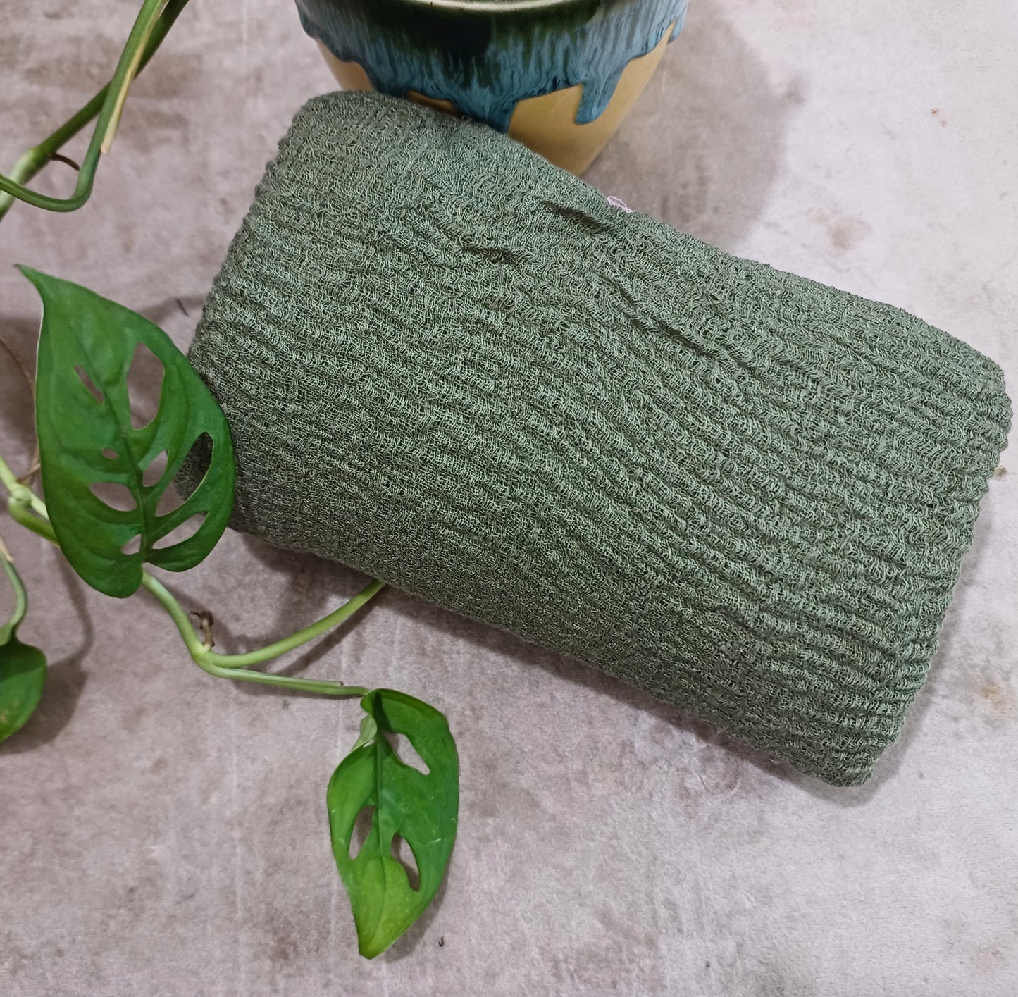 Green Premium Cotton Crinkle Hijab/Scarf