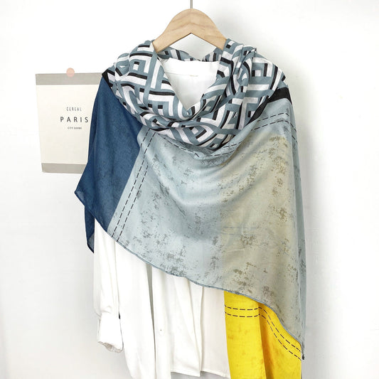 Dash Lined Cotton Scarf